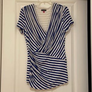 Vince Camuto blue and white striped shirt